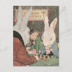 Rabbits Playing Checkers Postcard