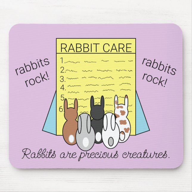 Rabbits Reading About Rabbit Care: Mouse Mat (Front)