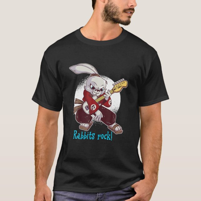 Rabbits Rock! - Funny Rabbit T-Shirt (Front)