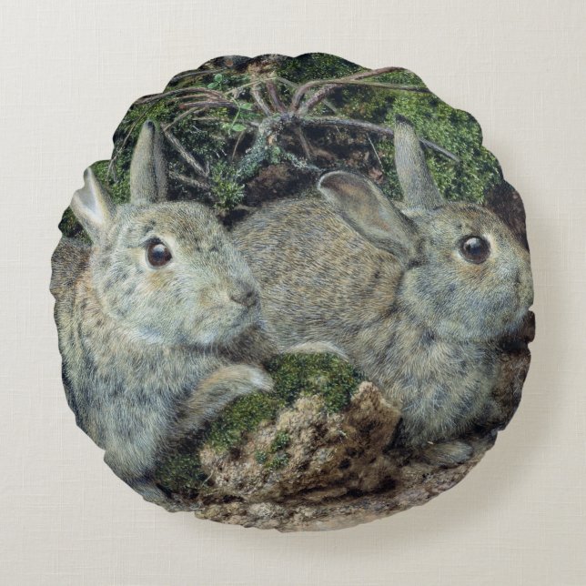 Rabbits Round Cushion (Front)
