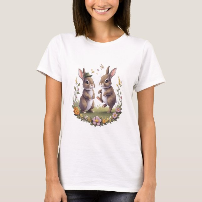 rabbits sticker T-Shirt (Front)