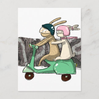 Rabbits travel postcard