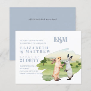 Rabbits Wedding Couple Country Garden