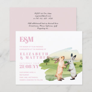 Rabbits Wedding Couple Country Garden