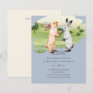 Rabbits Wedding Couple Country Garden