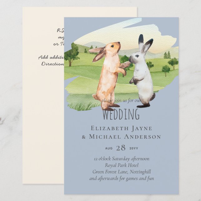Rabbits Wedding Couple Country Garden (Front/Back)