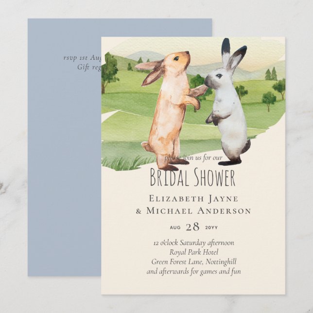 Rabbits Wedding Couple Country Garden (Front/Back)