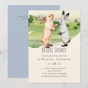 Rabbits Wedding Couple Country Garden