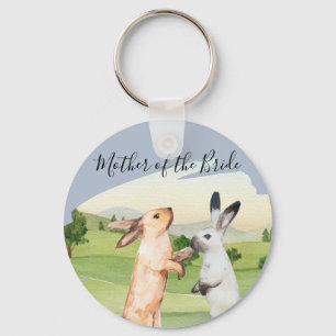 Rabbits Wedding Couple Country Garden Key Ring
