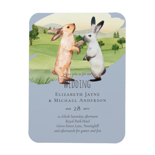Rabbits Wedding Couple Country Garden Magnet (Vertical)