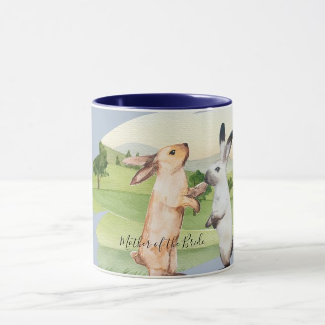 Rabbits Wedding Couple Country Garden Mug (Center)