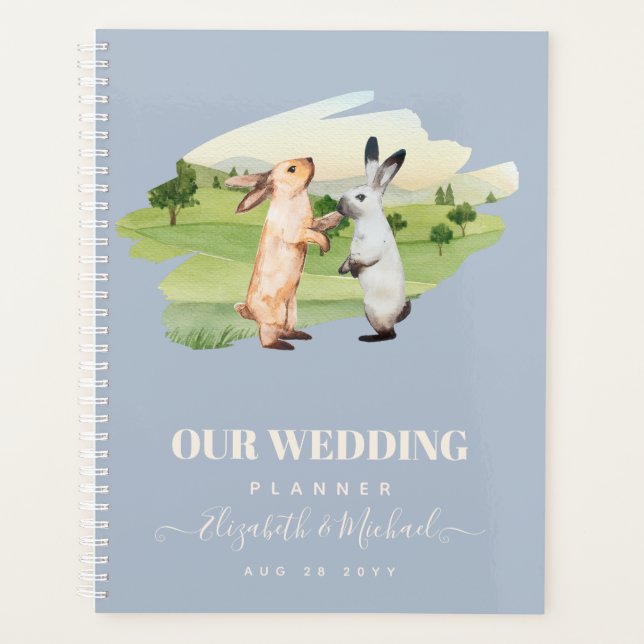 Rabbits Wedding Couple Country Garden Planner (Front)