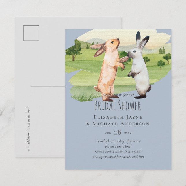 Rabbits Wedding Couple Country Garden Postcard (Front/Back)