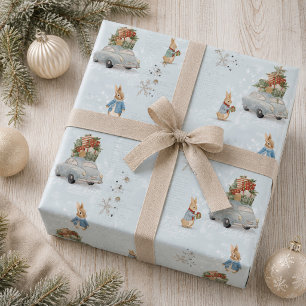 Rabbits winter holidays wrapping paper