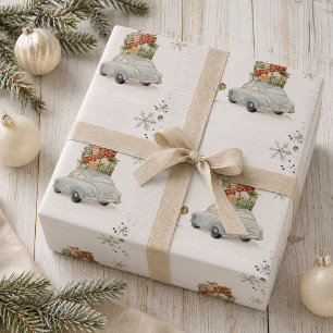 Rabbits winter holidays wrapping paper