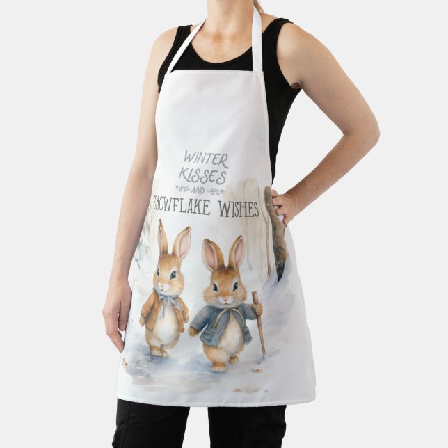 Rabbits Winter Wishes and Snowflake Kisses Apron (Insitu)