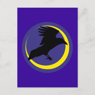 Rabe Mond Halbmond raven moon crescent Postcard