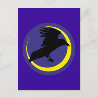 Rabe Mond Halbmond raven moon crescent Postcard