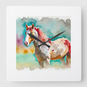 Rabicano Horse 031024AREF121 - Watercolor Square Wall Clock
