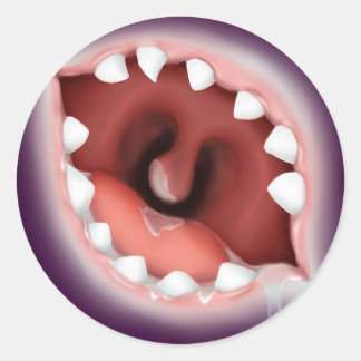 Rabid Drooling Zombie Mouth Classic Round Sticker