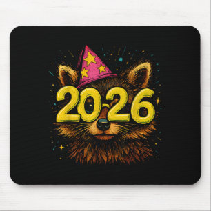 Raccoon 2026 Party Gles Funny New Year Celebration Mouse Mat