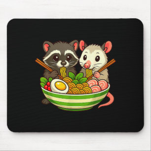 Raccoon And Ossum Eating Ramen Noodles Mouse Mat
