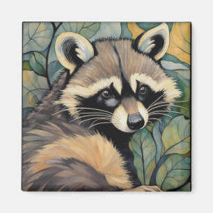 Raccoon Art Nouveau Magnet