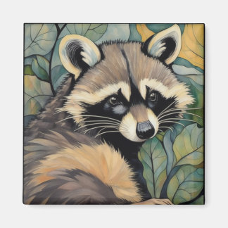 Raccoon Art Nouveau Magnet
