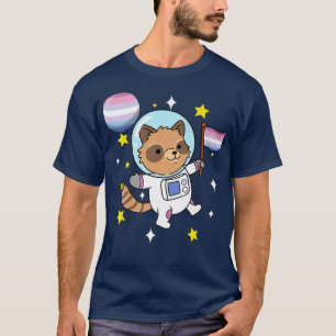 Raccoon Astronaut Bigender Pride T-Shirt