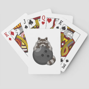 Raccoon at Bowling with Bowling ball Playing Cards
