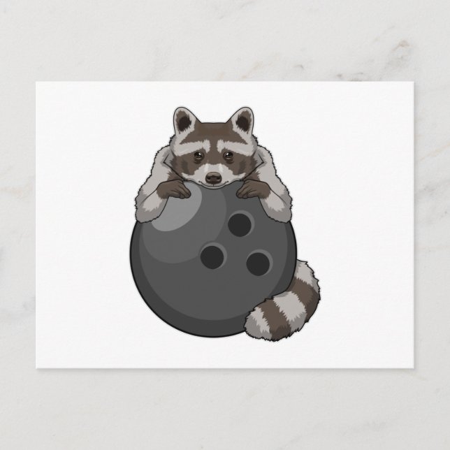 Raccoon at Bowling with Bowling ball Postcard (Front)
