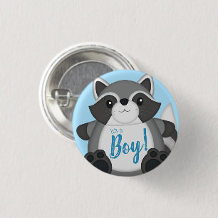 Raccoon Baby Shower Blue 3 Cm Round Badge
