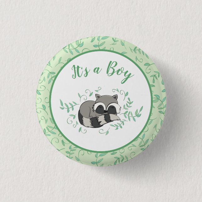 Raccoon Baby Shower Woodland Animals 3 Cm Round Badge (Front)