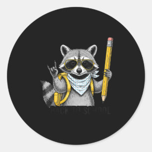 Raccoon Back To School Funny For Teacher Boy Girl Classic Round Sticker