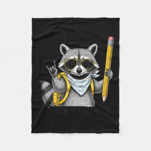 Raccoon Back To School Funny For Teacher Boy Girl  Fleece Blanket