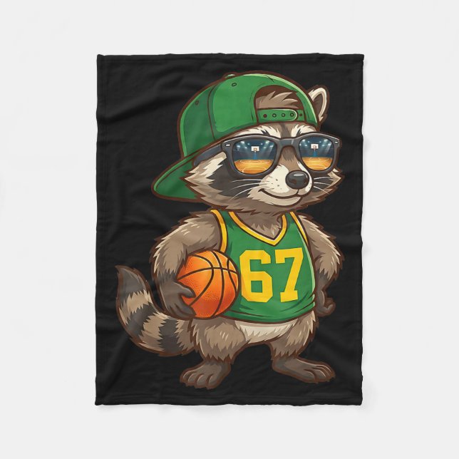 Raccoon Basketball 67 Gen Alpha Slang Srts Men Boy Fleece Blanket (Front)