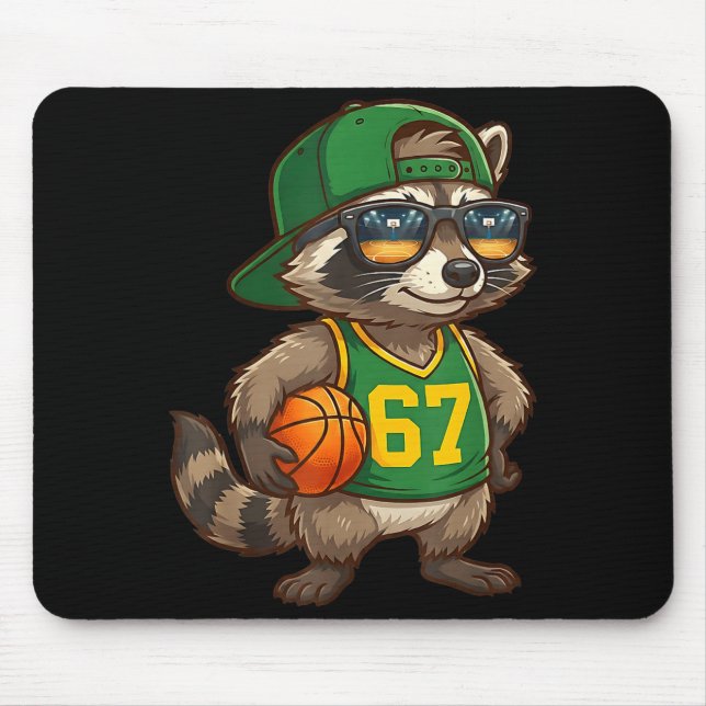 Raccoon Basketball 67 Gen Alpha Slang Srts Men Boy Mouse Mat (Front)