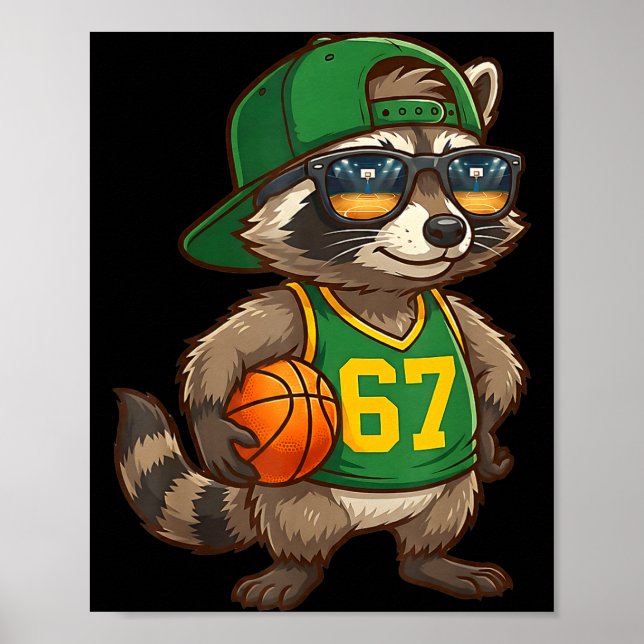 Raccoon Basketball 67 Gen Alpha Slang Srts Men Boy Poster (Front)