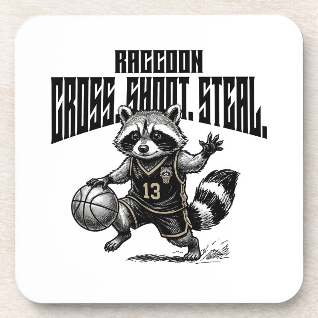 Raccoon Basketball Star - Cross Shoot Steal Graph Coaster (Front)