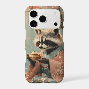 Raccoon Buddha: Peaceful Tea Under Cherry Tree