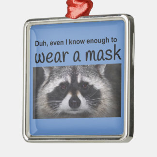 Raccoon Carry Corona all Covid 19 by Funnycomb Metal Tree Decoration