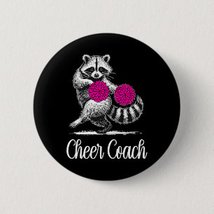 Raccoon Cheer Coach Funny Cheerleader Cheerleading 6 Cm Round Badge