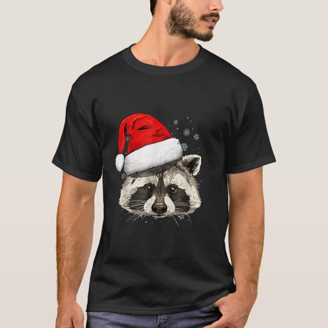 Raccoon Christmas Animal Trash Panda Raccoon Lover T-Shirt (Front)