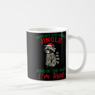 Raccoon Christmas Lights Pajama Holiday Santa Hat  Coffee Mug