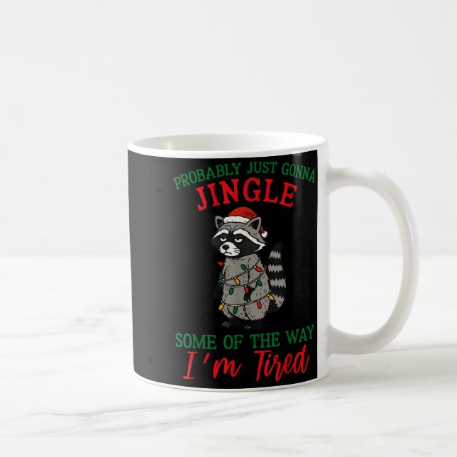 Raccoon Christmas Lights Pajama Holiday Santa Hat  Coffee Mug (Right)