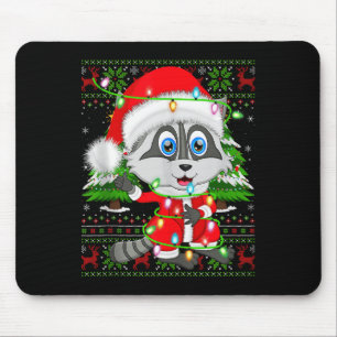 Raccoon Christmas Lights Santa Costume Ugly Xmas S Mouse Mat