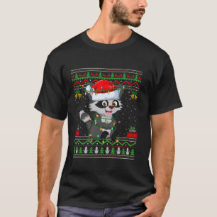 Raccoon Christmas Lights Santa Ugly Sweater Xmas
