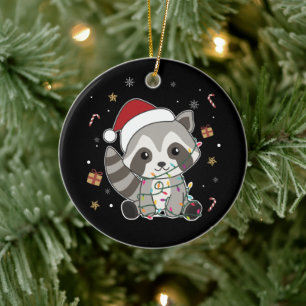 Raccoon Christmas Snow Winter Raccoons Adult Cloth Ceramic Tree Decoration