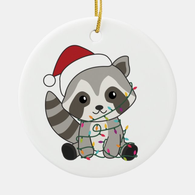 Raccoon Christmas Snow Winter Raccoons Adult Cloth Ceramic Tree Decoration (Front)