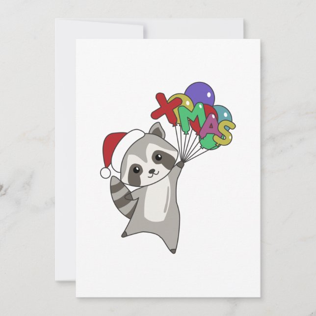 Raccoon Christmas Snow Winter Raccoons Adult Cloth Holiday Card (Front)